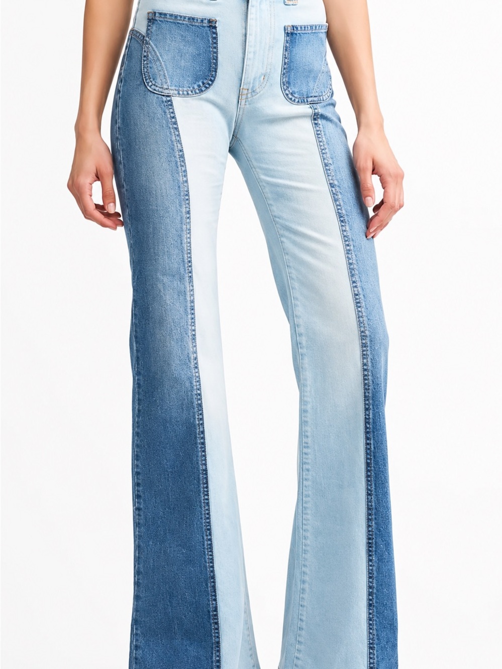 Revice Denim Two Tone Colorblock Flare Jeans Wide Leg Y2K Size 30